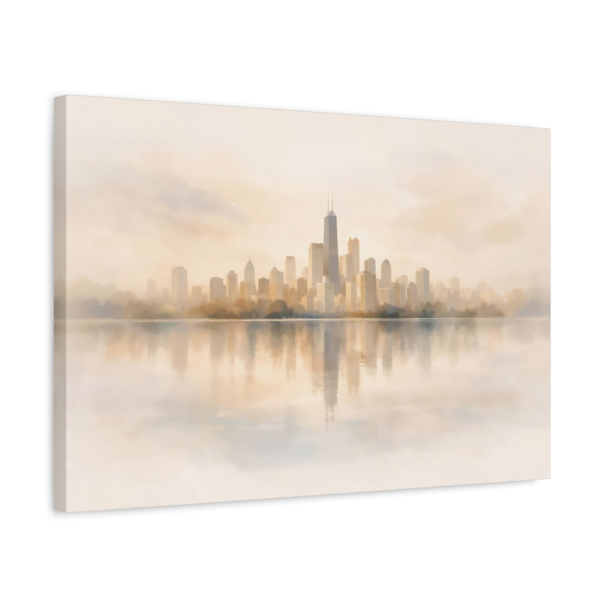 Watercolor Soft Neutral Skyline City Abstract - Canvas Wall Art Print