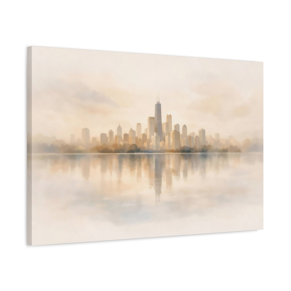 Watercolor Soft Neutral Skyline City Abstract - Canvas Wall Art Print