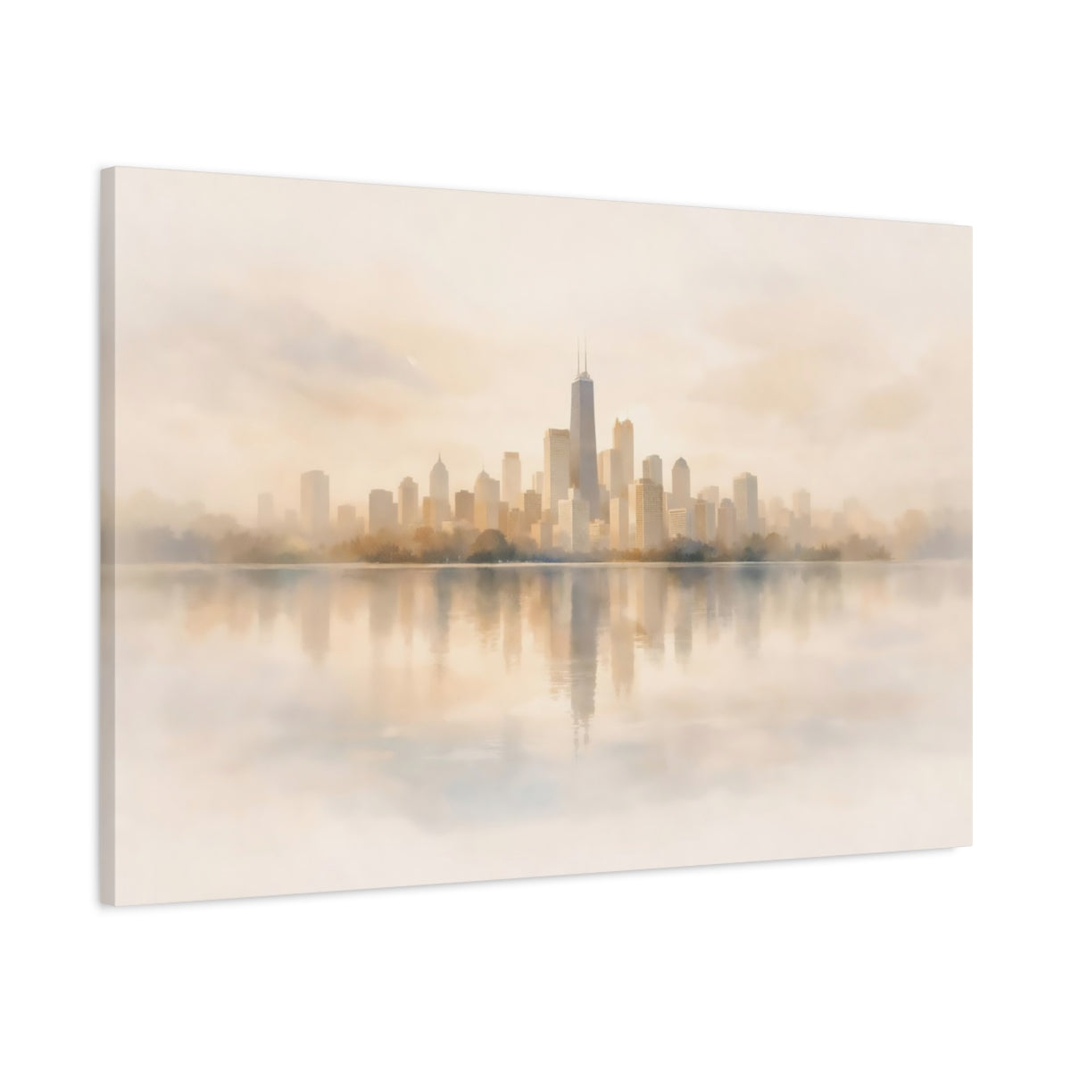 Watercolor Soft Neutral Skyline City Abstract - Canvas Wall Art Print