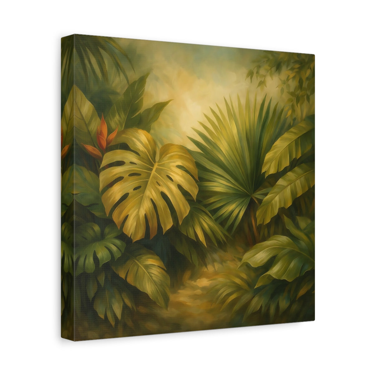 Side Mockup 8. Nature Tropical Foliage Tropical Jungle Leaves shown as stretched canvas wall art