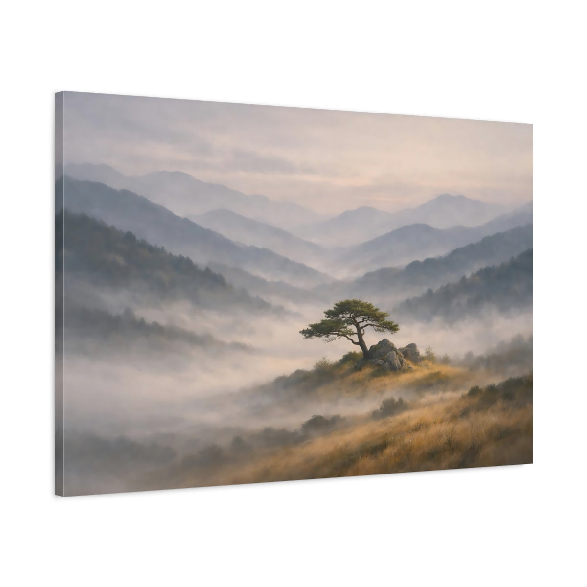 Wabi Sabi Forest Mountains Pine Tree Nature - Canvas Wall Art Print