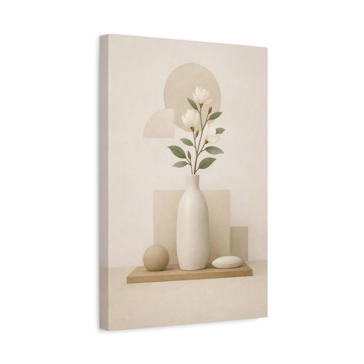 Nature Magnolia Flower Beige - Canvas Wall Art Print