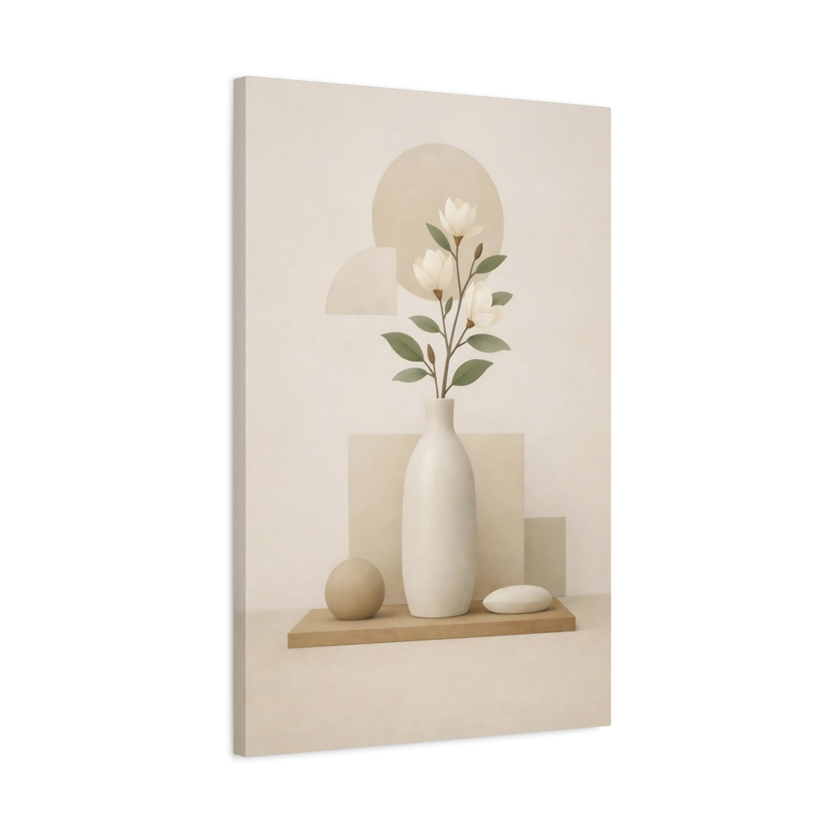 Nature Magnolia Flower Beige - Canvas Wall Art Print