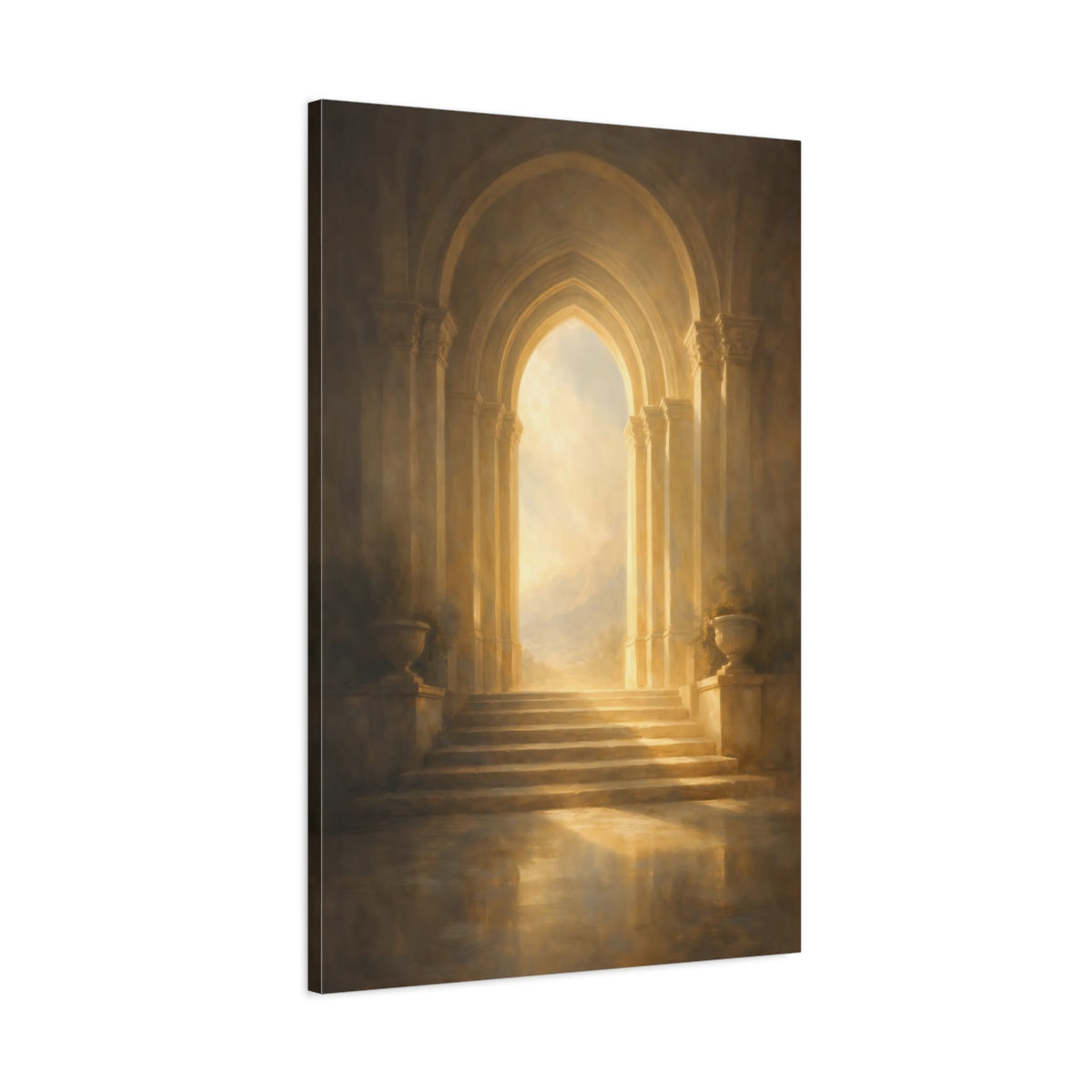 Side Mockup 1. Religious Archway Golden Archway shown as stretched canvas wall art