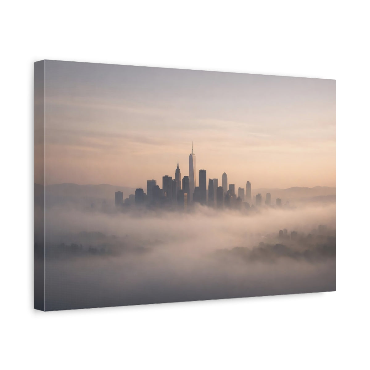 Mist Depth Soft Neutral Skyline City Abstract - Canvas Wall Art Print