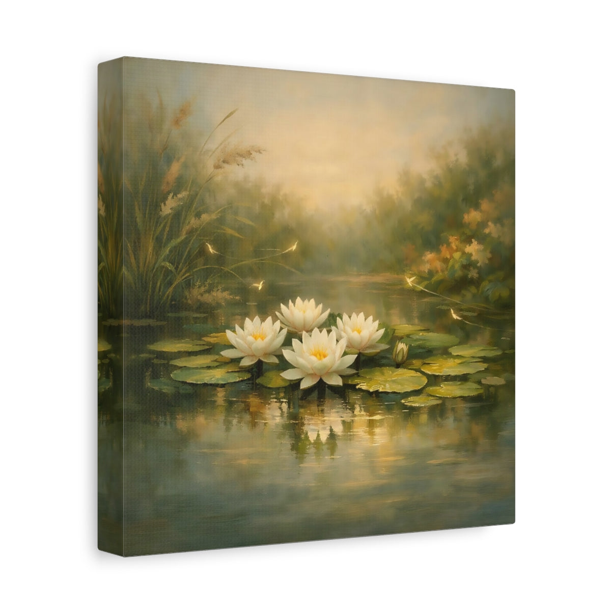 Side Mockup 9. Nature Water Lilies Water Lilies Pond shown as stretched canvas wall art