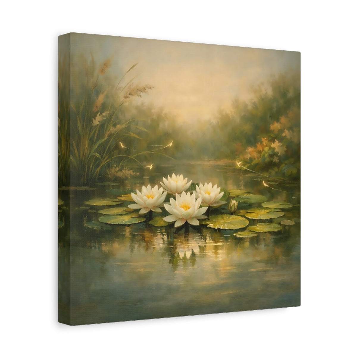Side Mockup 8. Nature Water Lilies Water Lilies Pond shown as stretched canvas wall art