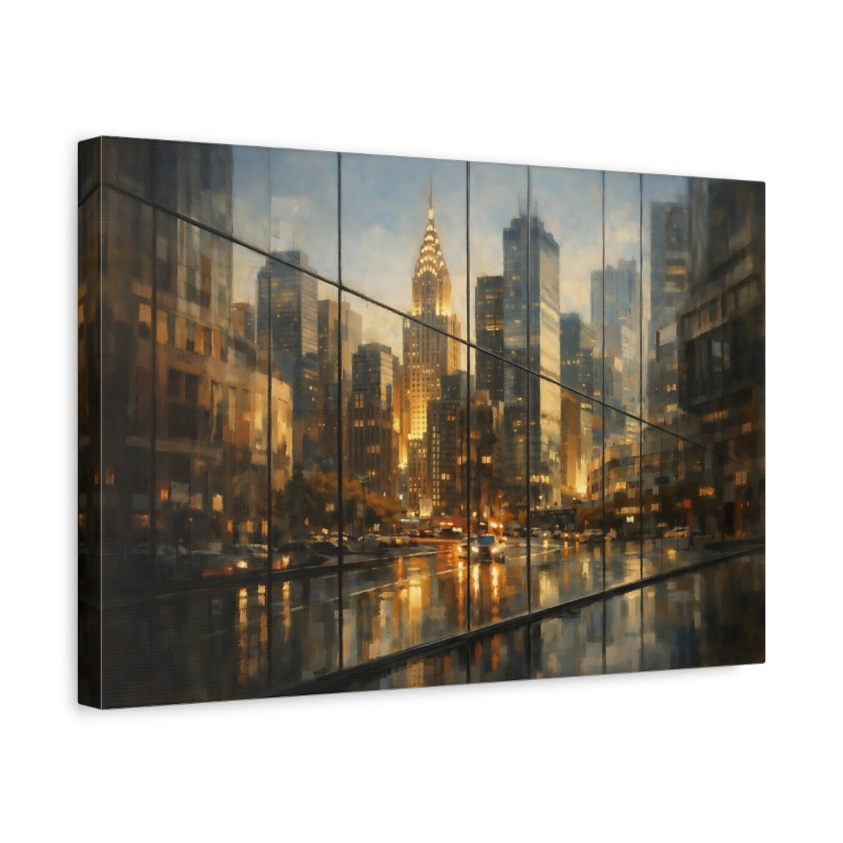 Side Mockup 4. Urban Glass Reflection Sharp Highlight shown as stretched canvas wall art