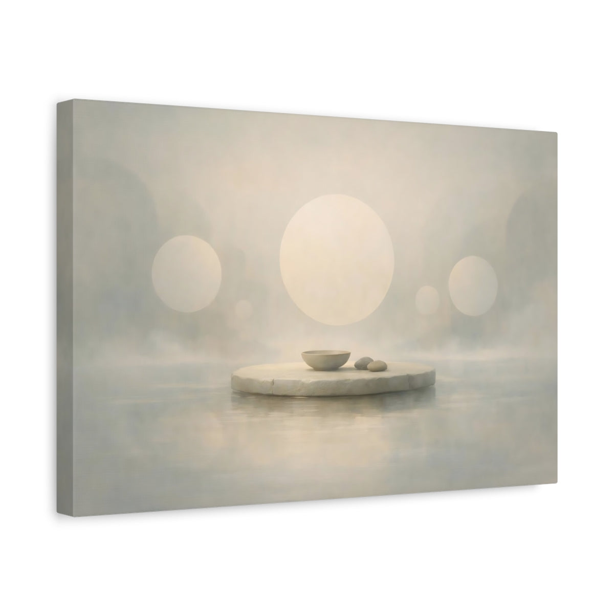 Mist Depth Floating Circles Abstract Spheres - Canvas Wall Art Print