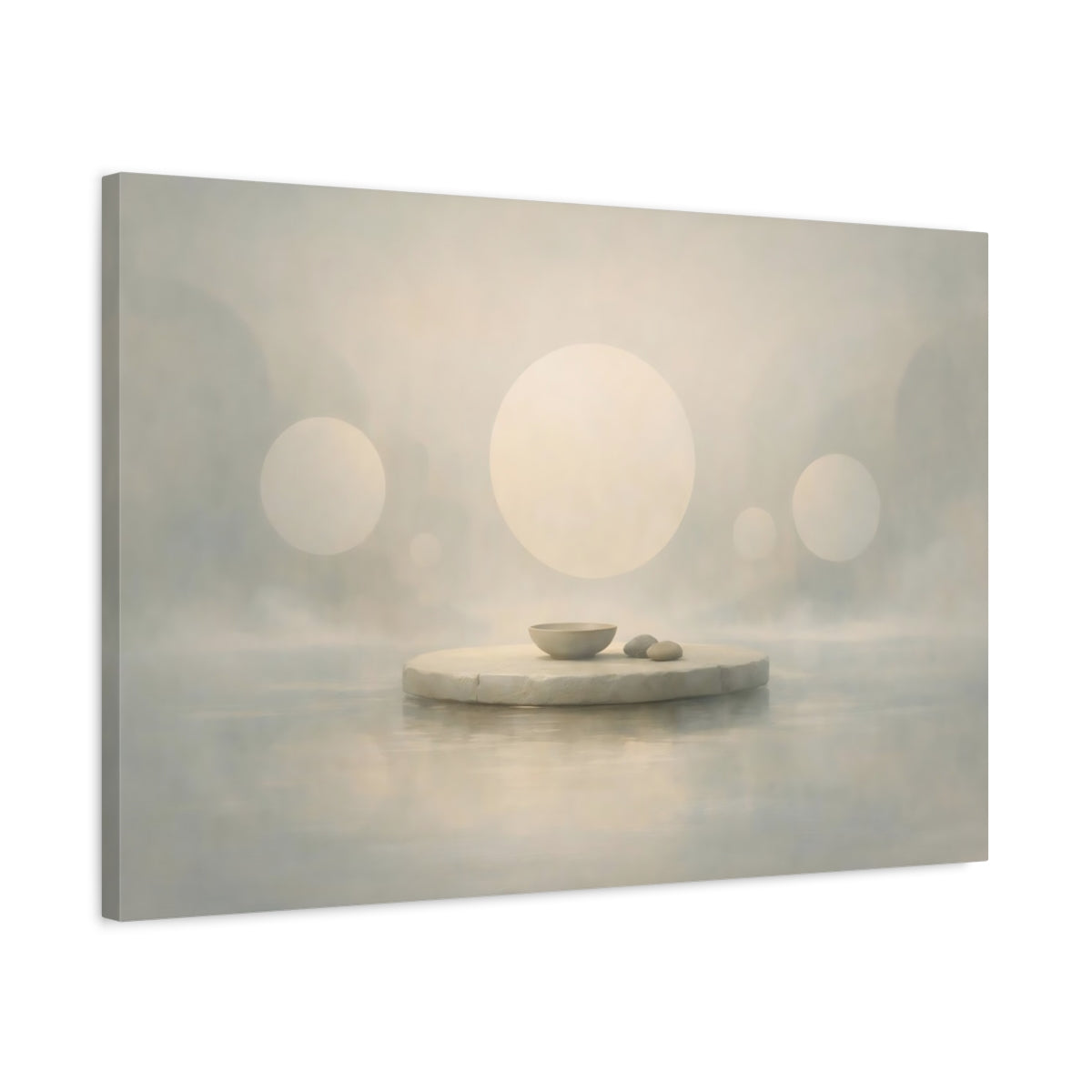Mist Depth Floating Circles Abstract Spheres - Canvas Wall Art Print