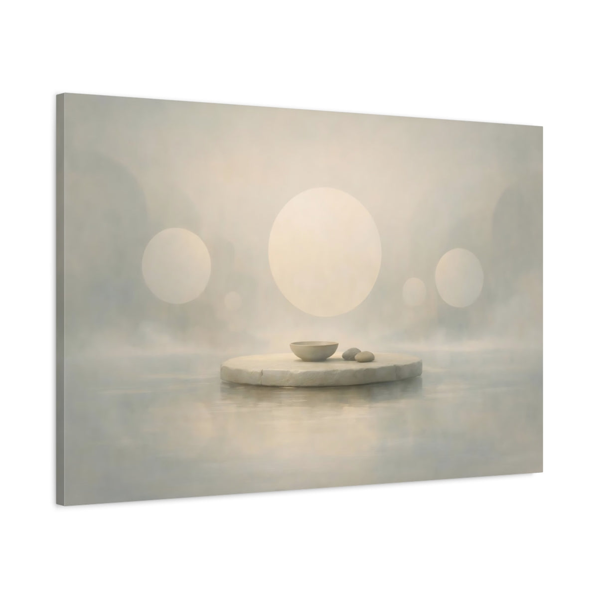 Mist Depth Floating Circles Abstract Spheres - Canvas Wall Art Print