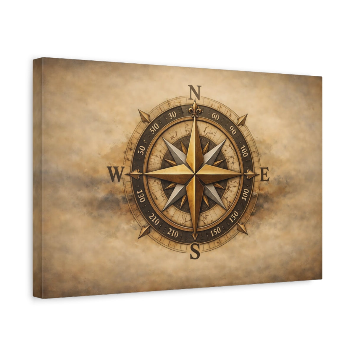 Refined Texture Compass Rose Maps - Canvas Wall Art Print