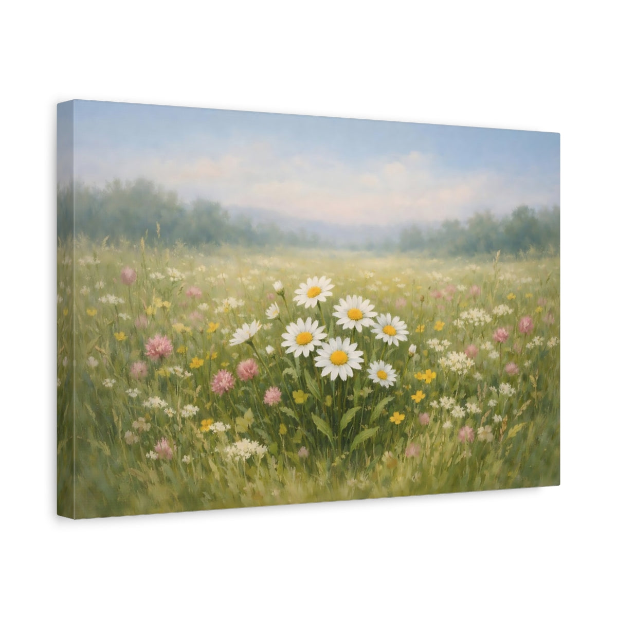 Floral Meadow Daisies Nature - Canvas Wall Art Print