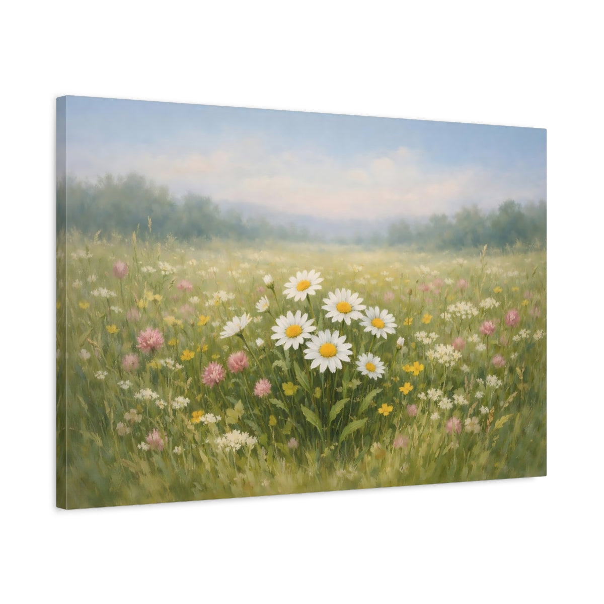 Floral Meadow Daisies Nature - Canvas Wall Art Print