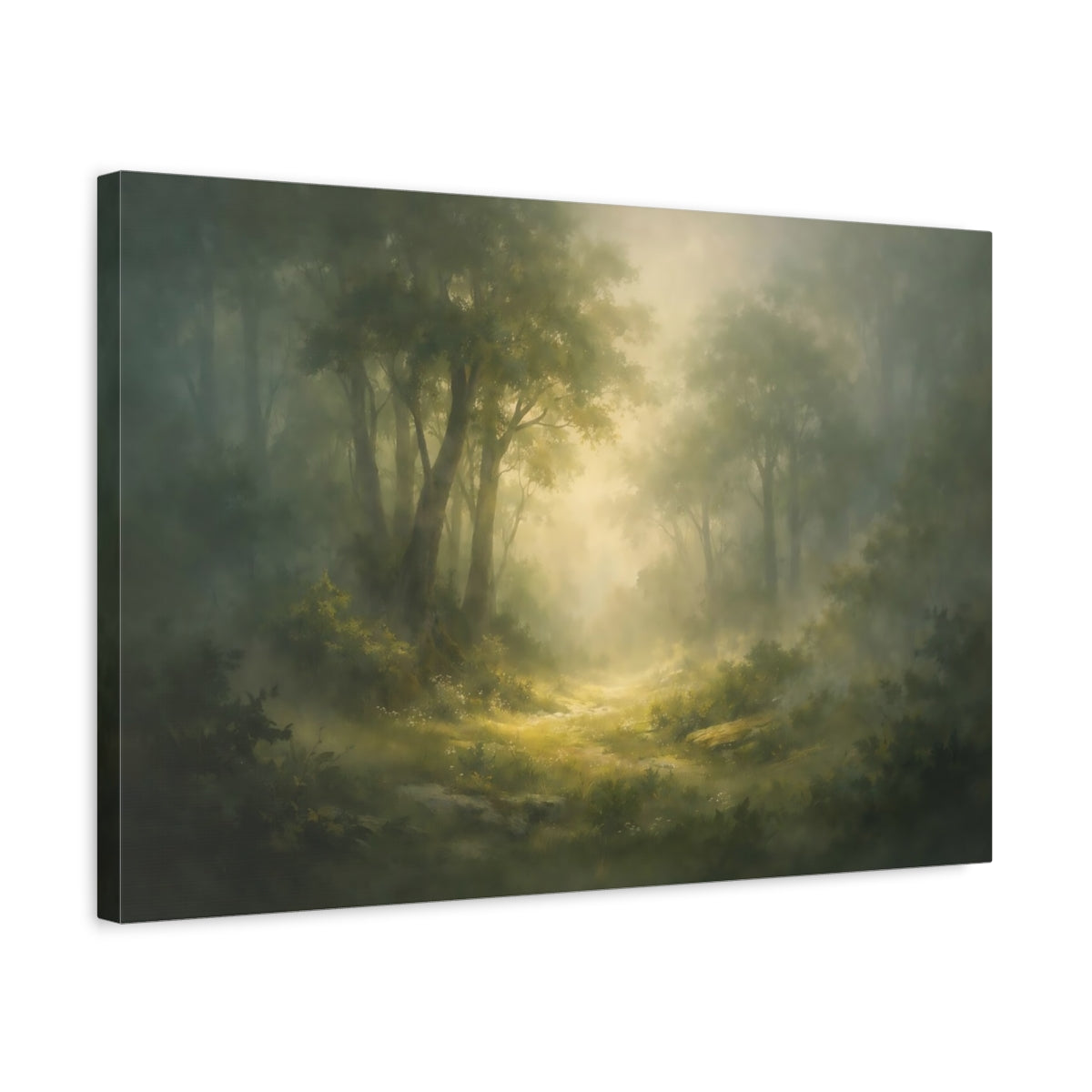 Ethereal Forest Trees Misty Nature - Canvas Wall Art Print