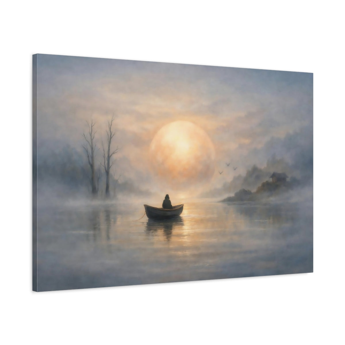 Nature Misty Lake Landscape - Canvas Wall Art Print