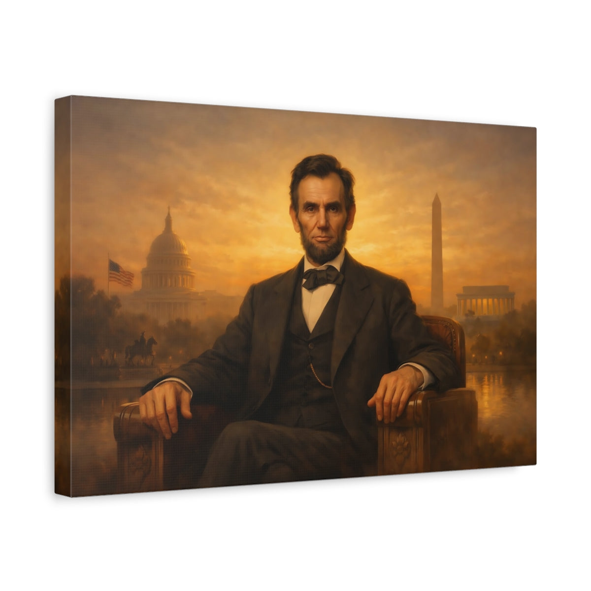 Golden Glow Abraham Lincoln Vintage - Canvas Wall Art Print