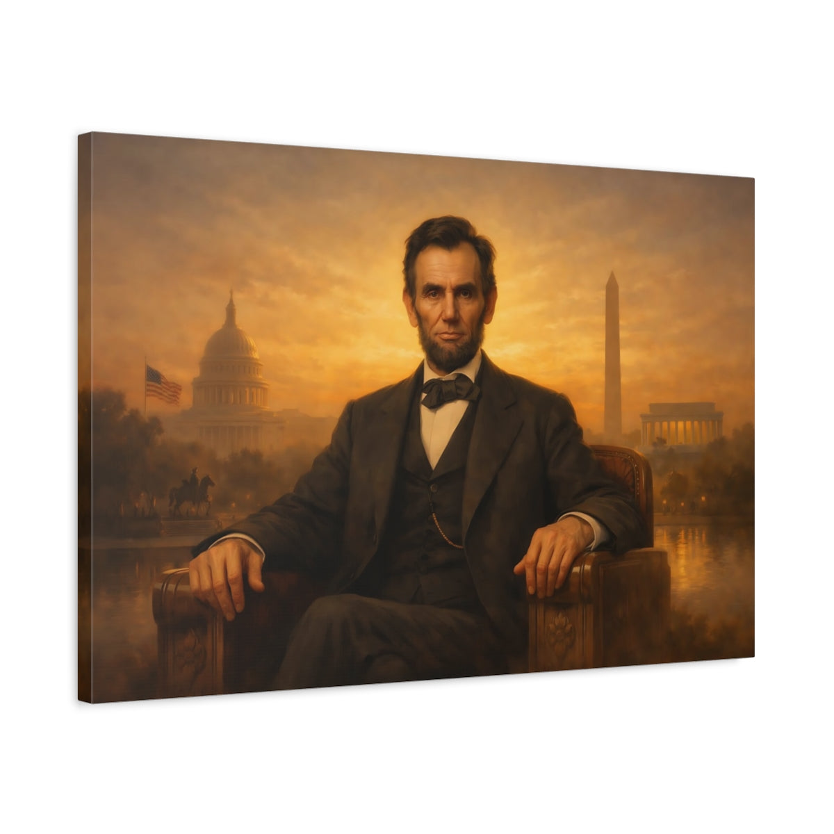 Golden Glow Abraham Lincoln Vintage - Canvas Wall Art Print