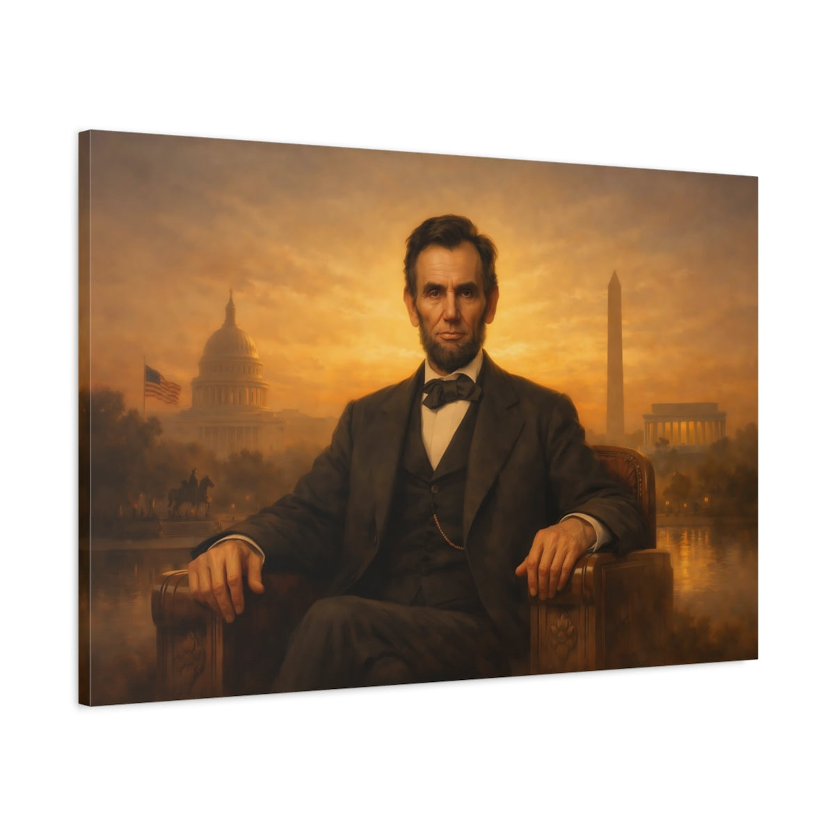 Golden Glow Abraham Lincoln Vintage - Canvas Wall Art Print