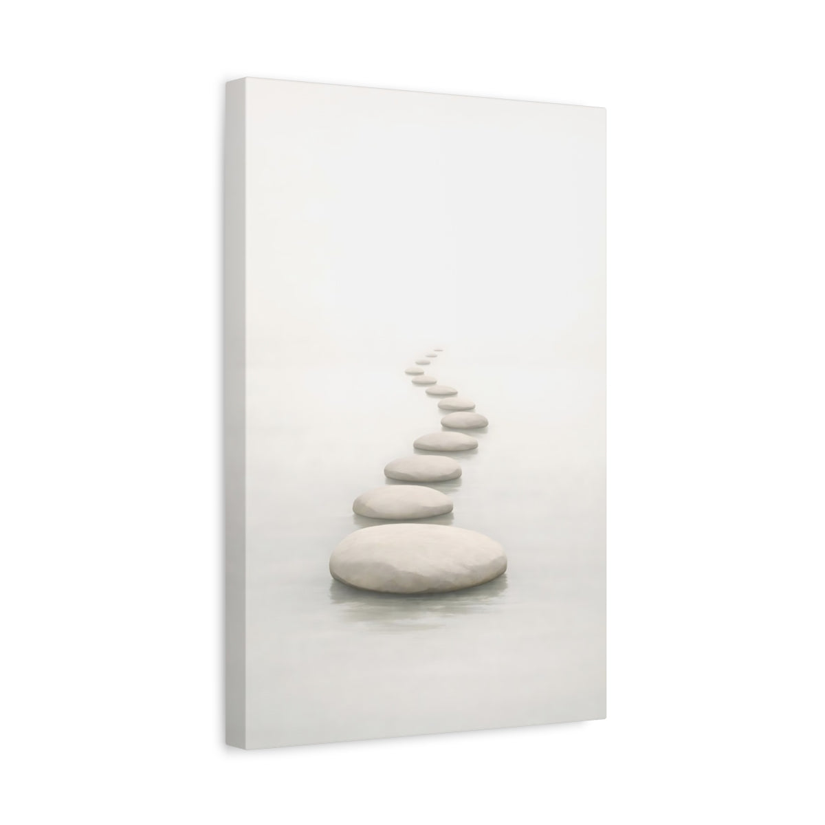 Nature Stepping Stones White And Grey - Canvas Wall Art Print