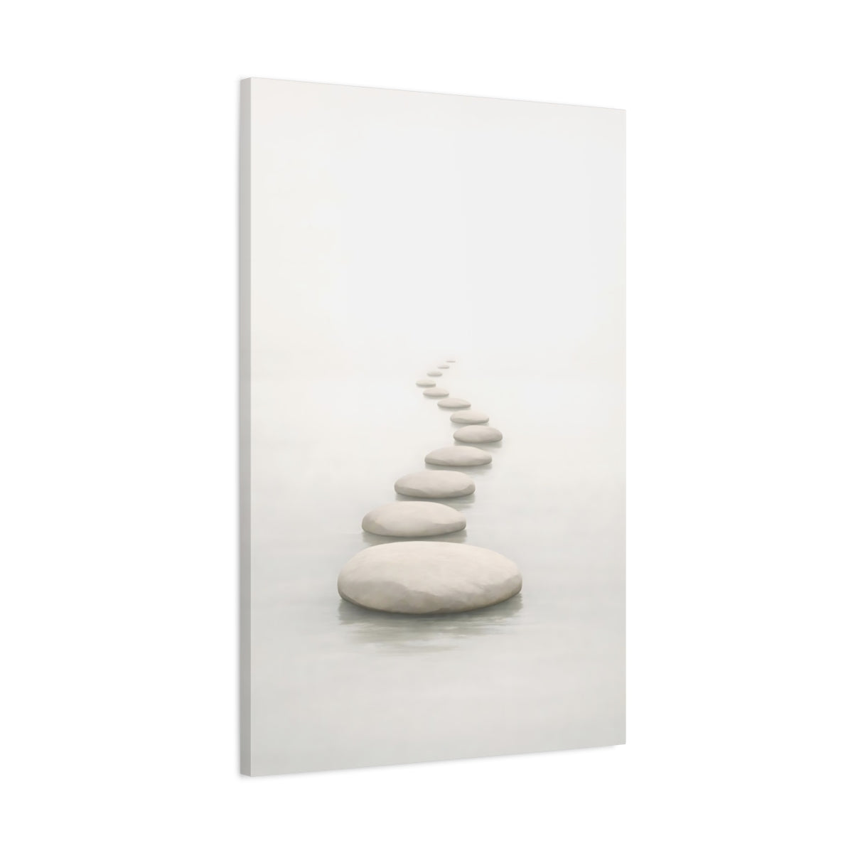 Nature Stepping Stones White And Grey - Canvas Wall Art Print