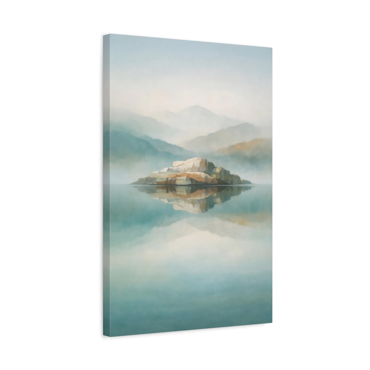 Nature Rock Island Misty Lake - Canvas Wall Art Print
