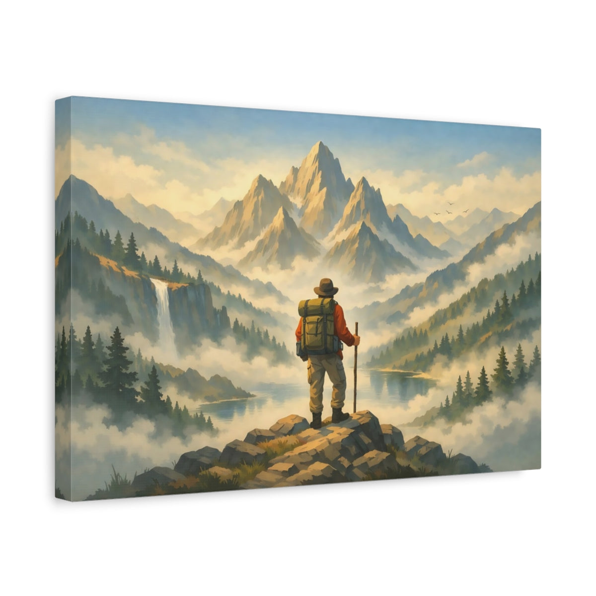 Mist Depth Travel Hiker Nature - Canvas Wall Art Print
