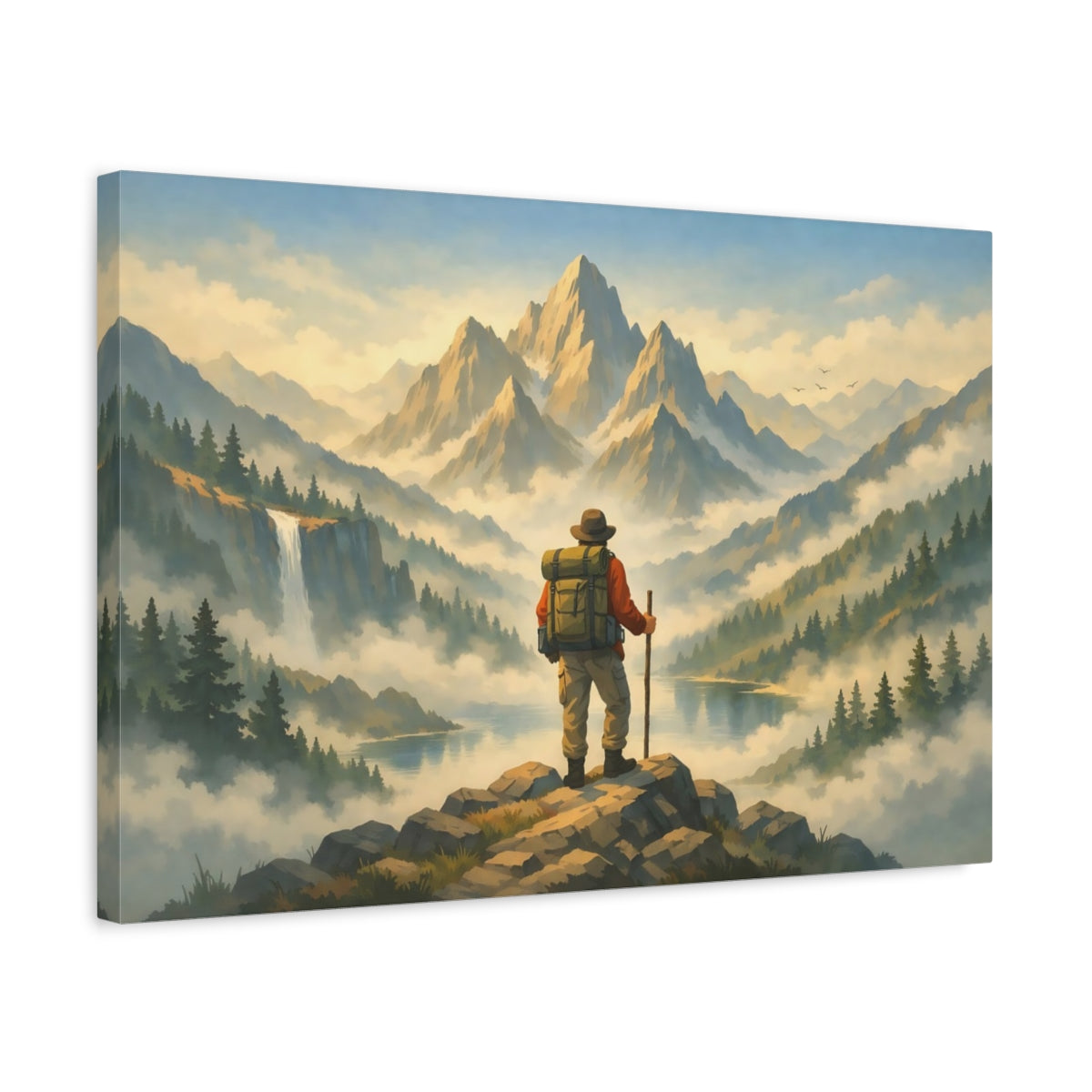 Mist Depth Travel Hiker Nature - Canvas Wall Art Print