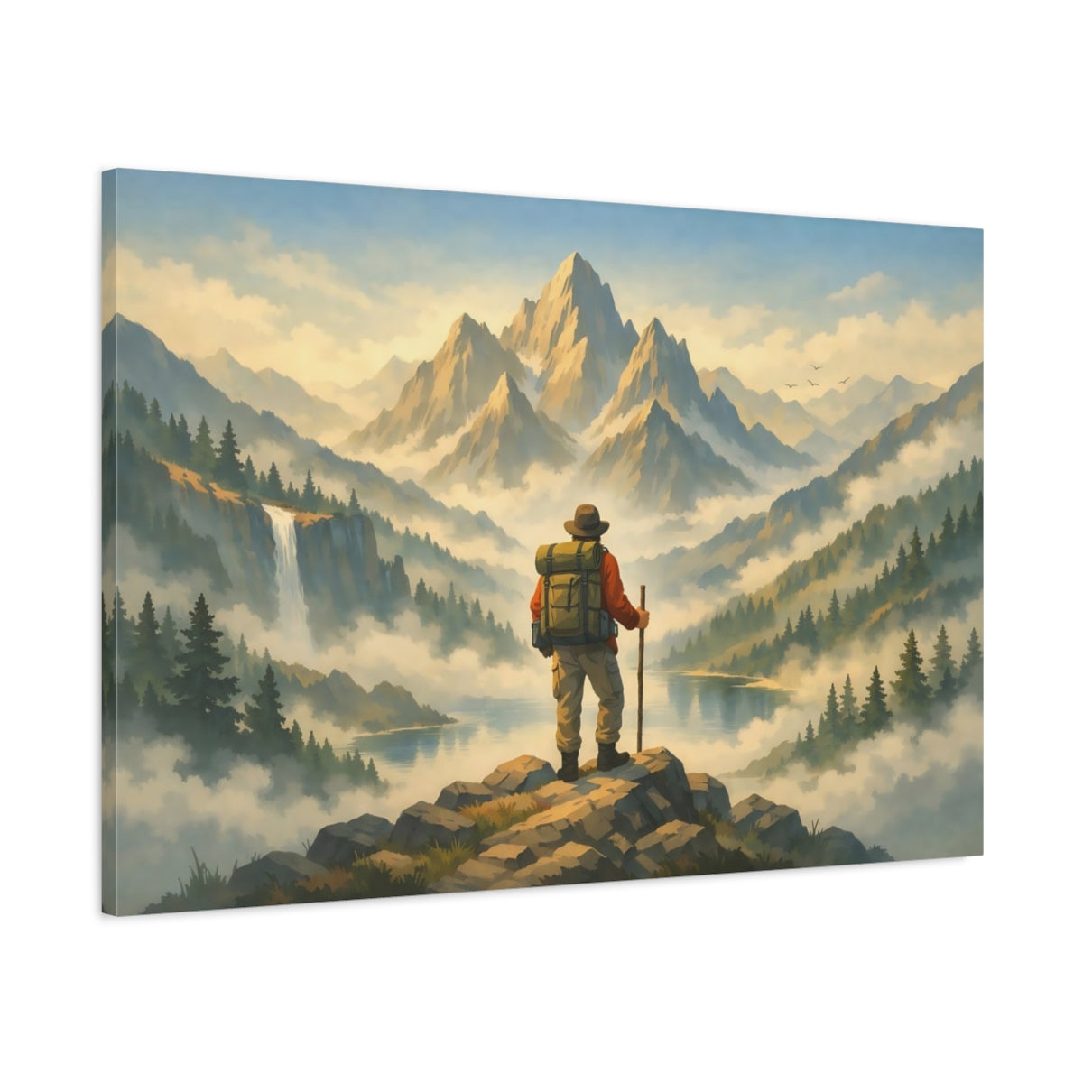 Mist Depth Travel Hiker Nature - Canvas Wall Art Print