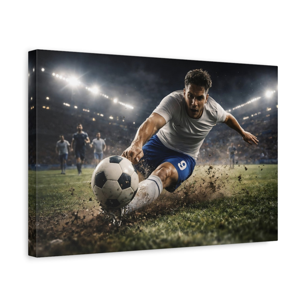 Sports Soccer Player Dynamic Action - Canvas Wall Art Print