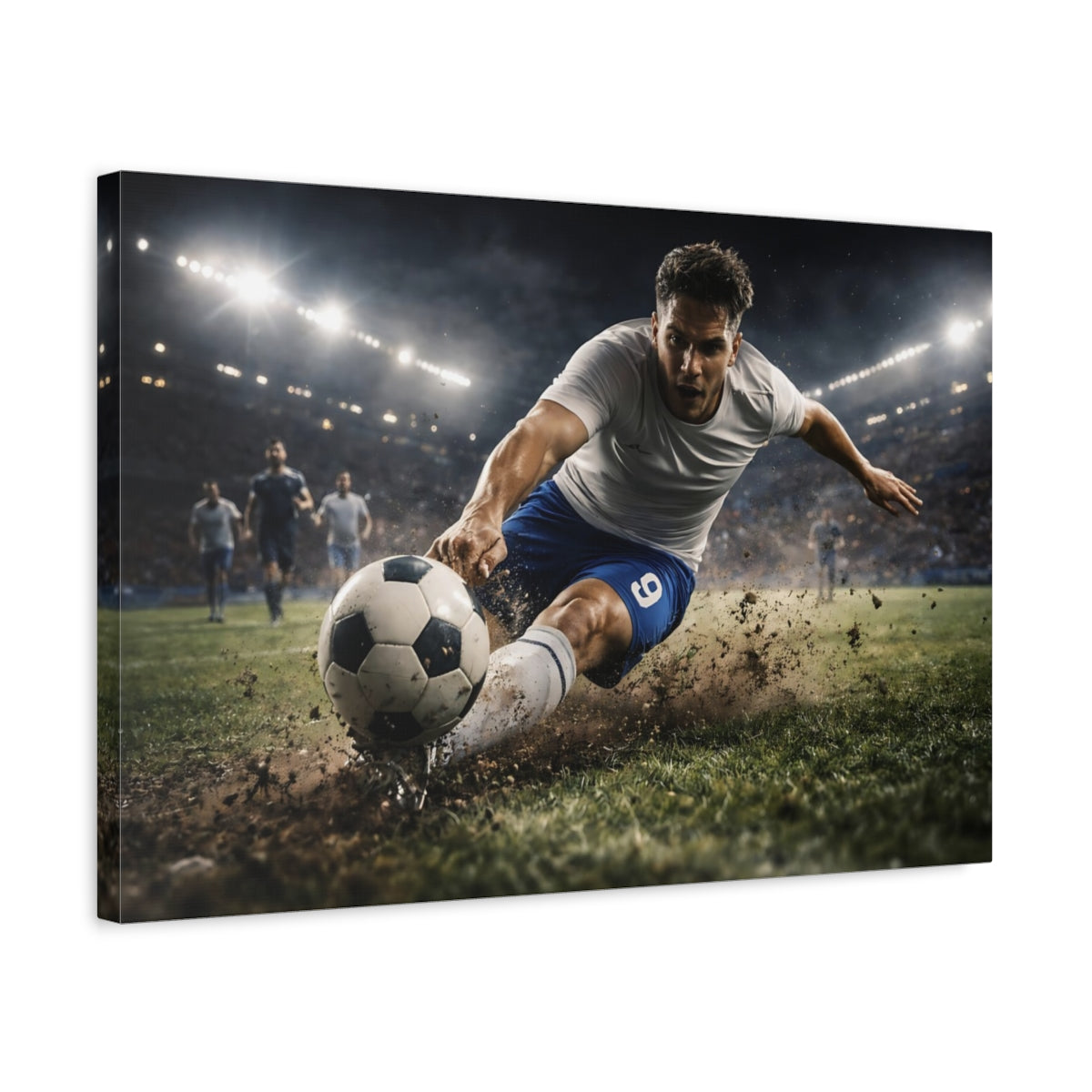 Sports Soccer Player Dynamic Action - Canvas Wall Art Print