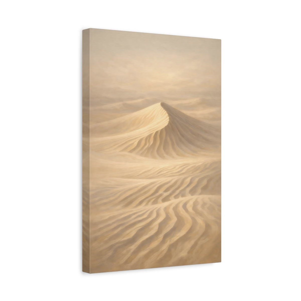 Side Mockup 4. Nature Sand Dune Beige And Tan shown as stretched canvas wall art