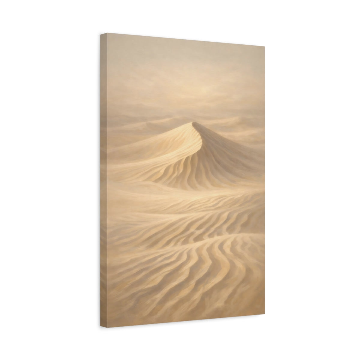 Side Mockup 3. Nature Sand Dune Beige And Tan shown as stretched canvas wall art