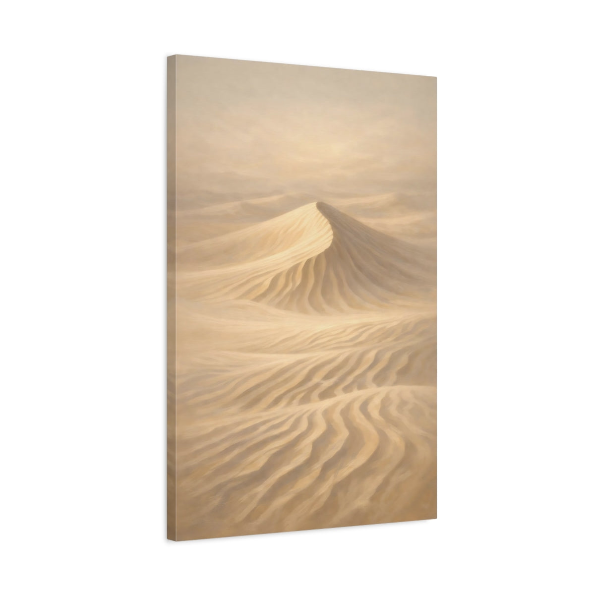 Side Mockup 2. Nature Sand Dune Beige And Tan shown as stretched canvas wall art