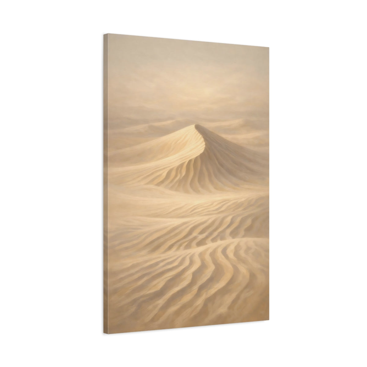 Side Mockup 1. Nature Sand Dune Beige And Tan shown as stretched canvas wall art