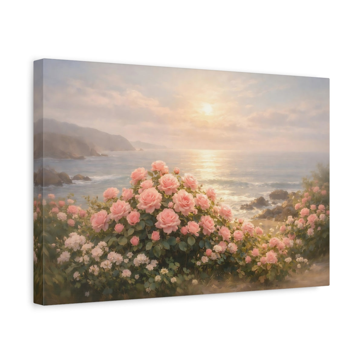 Seascape Rose Garden Roses Floral - Canvas Wall Art Print