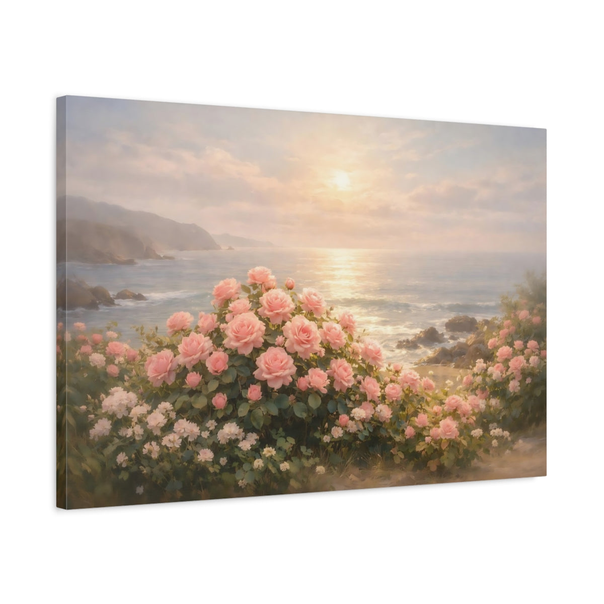 Seascape Rose Garden Roses Floral - Canvas Wall Art Print