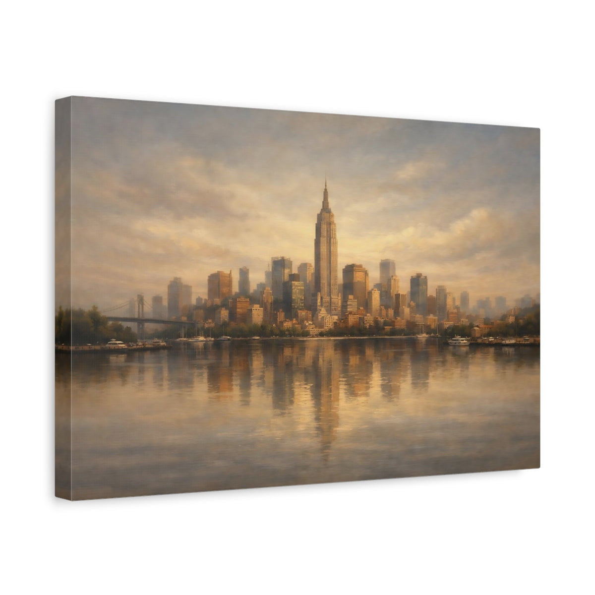 Side Mockup 4. Urban Calm Room Light Surface shown as stretched canvas wall art