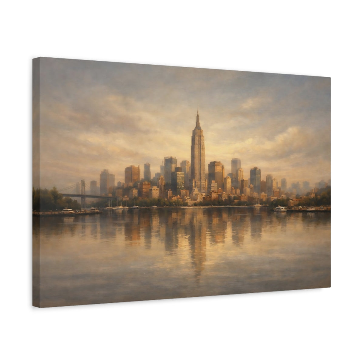 Side Mockup 3. Urban Calm Room Light Surface shown as stretched canvas wall art