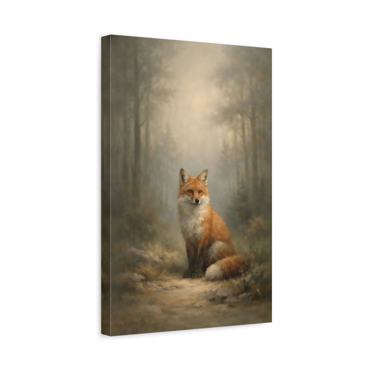Side Mockup 4. Animals Fox Orange Fox shown as stretched canvas wall art