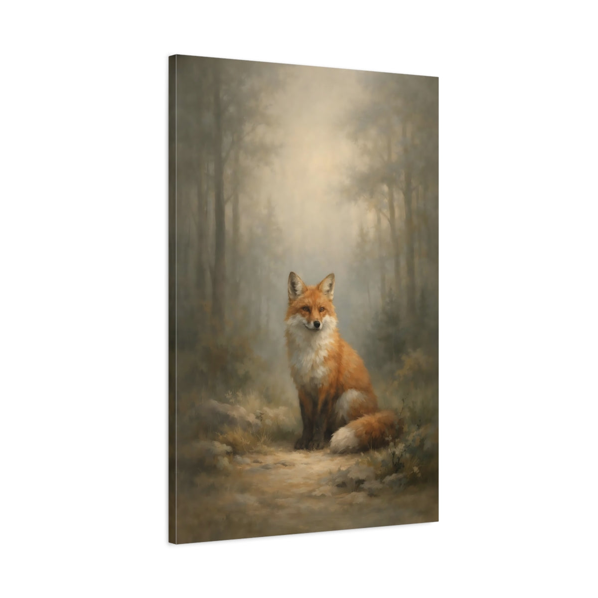 Side Mockup 1. Animals Fox Orange Fox shown as stretched canvas wall art