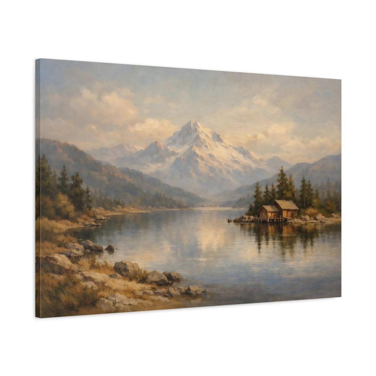 Side Mockup 1. Scandi Light Contrast Tension Visual Scene shown as stretched canvas wall art