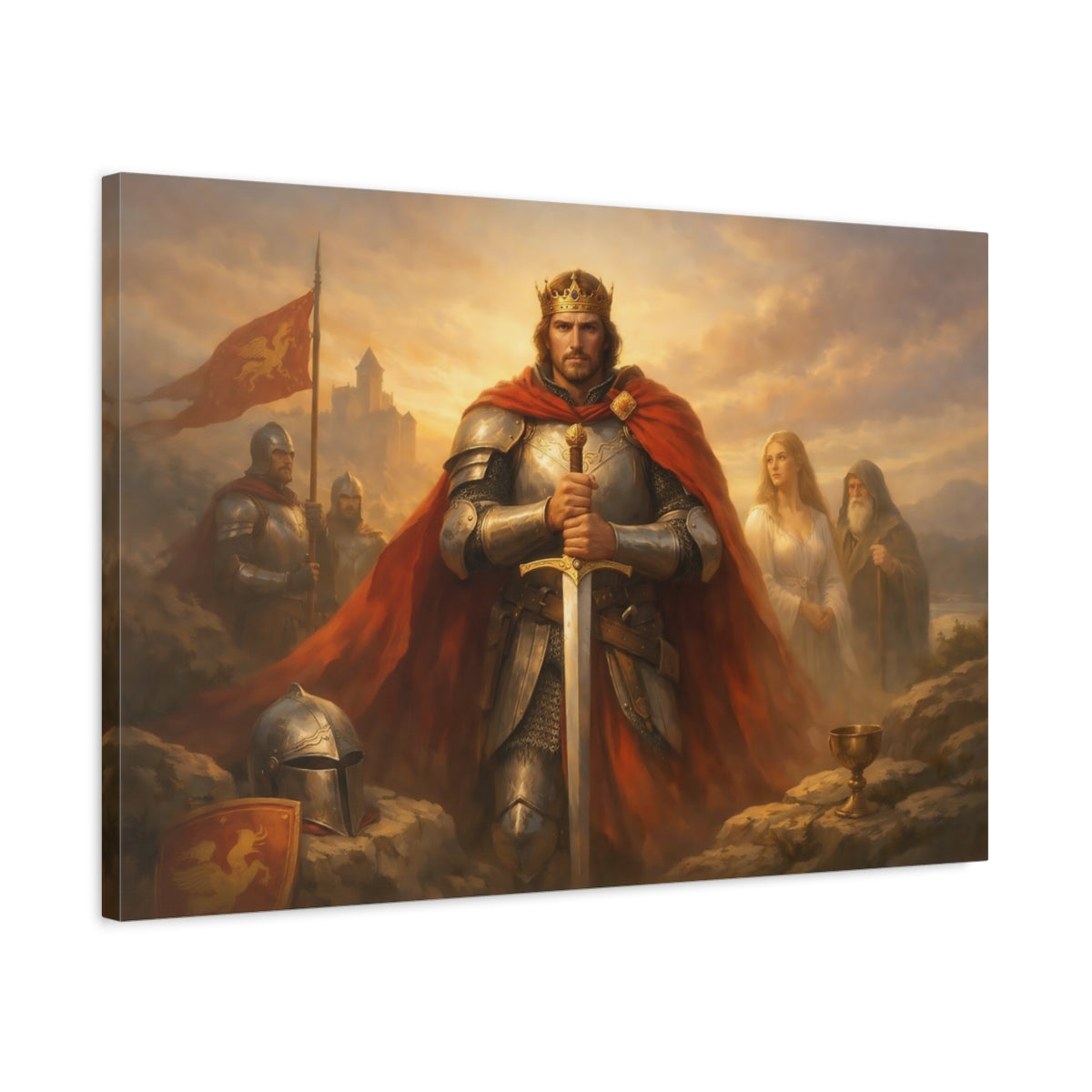 Golden Glow King Arthur Fairytale - Canvas Wall Art Print