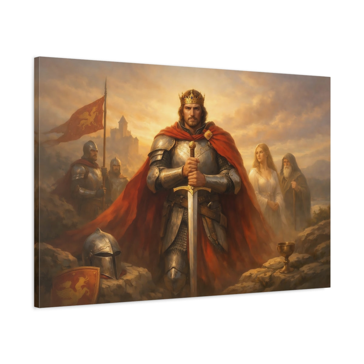 Golden Glow King Arthur Fairytale - Canvas Wall Art Print