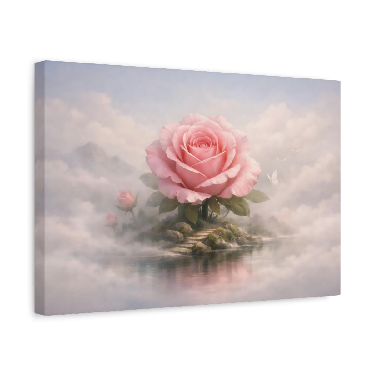 Mist Depth Flower Rose Pink Nature - Canvas Wall Art Print