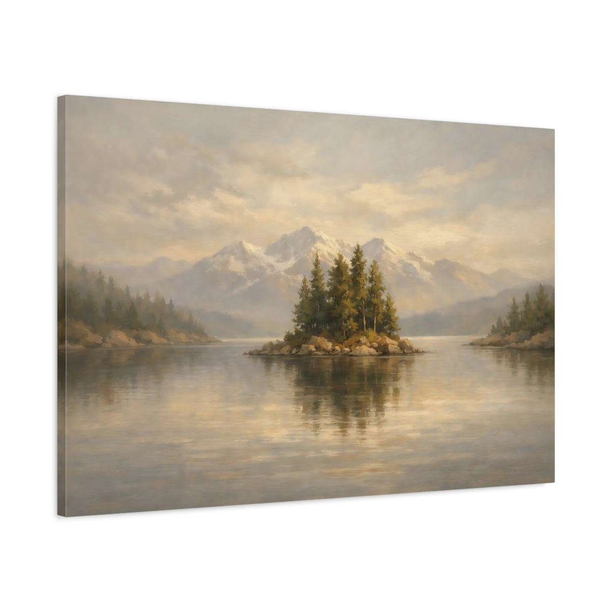 Side Mockup 1. Industrial Soft Neutral Pigment Fade shown as stretched canvas wall art