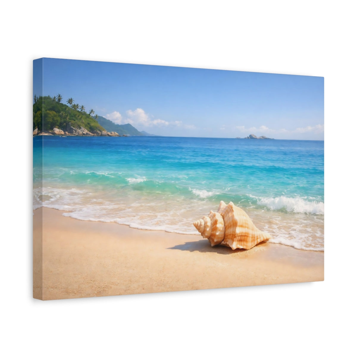 Landscape Beach Turquoise Seashell Nature - Canvas Wall Art Print