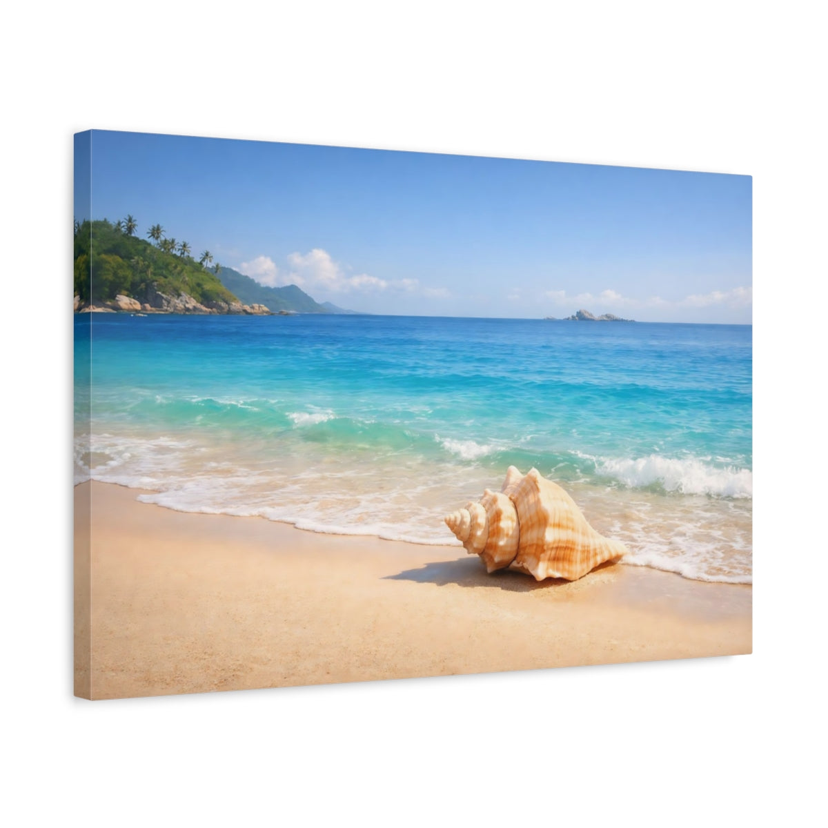 Landscape Beach Turquoise Seashell Nature - Canvas Wall Art Print
