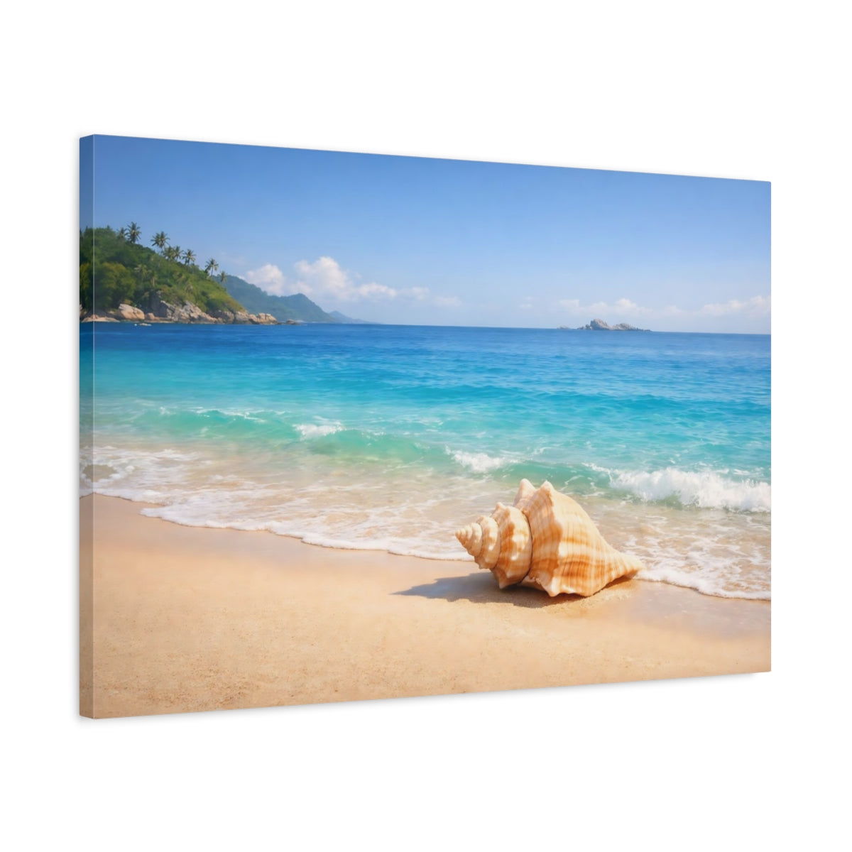 Landscape Beach Turquoise Seashell Nature - Canvas Wall Art Print