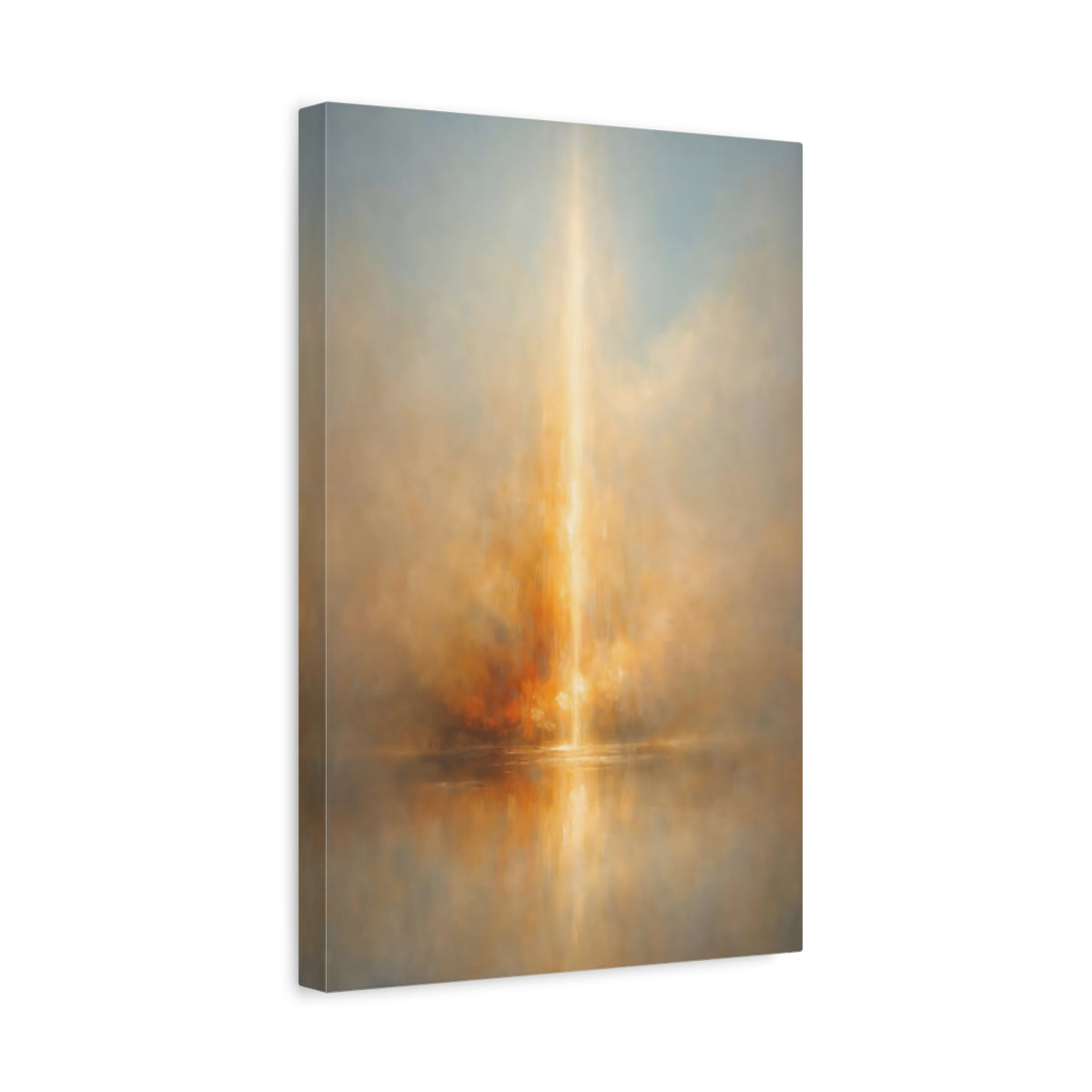 Side Mockup 4. Abstract Radiant Light Golden Glow shown as stretched canvas wall art